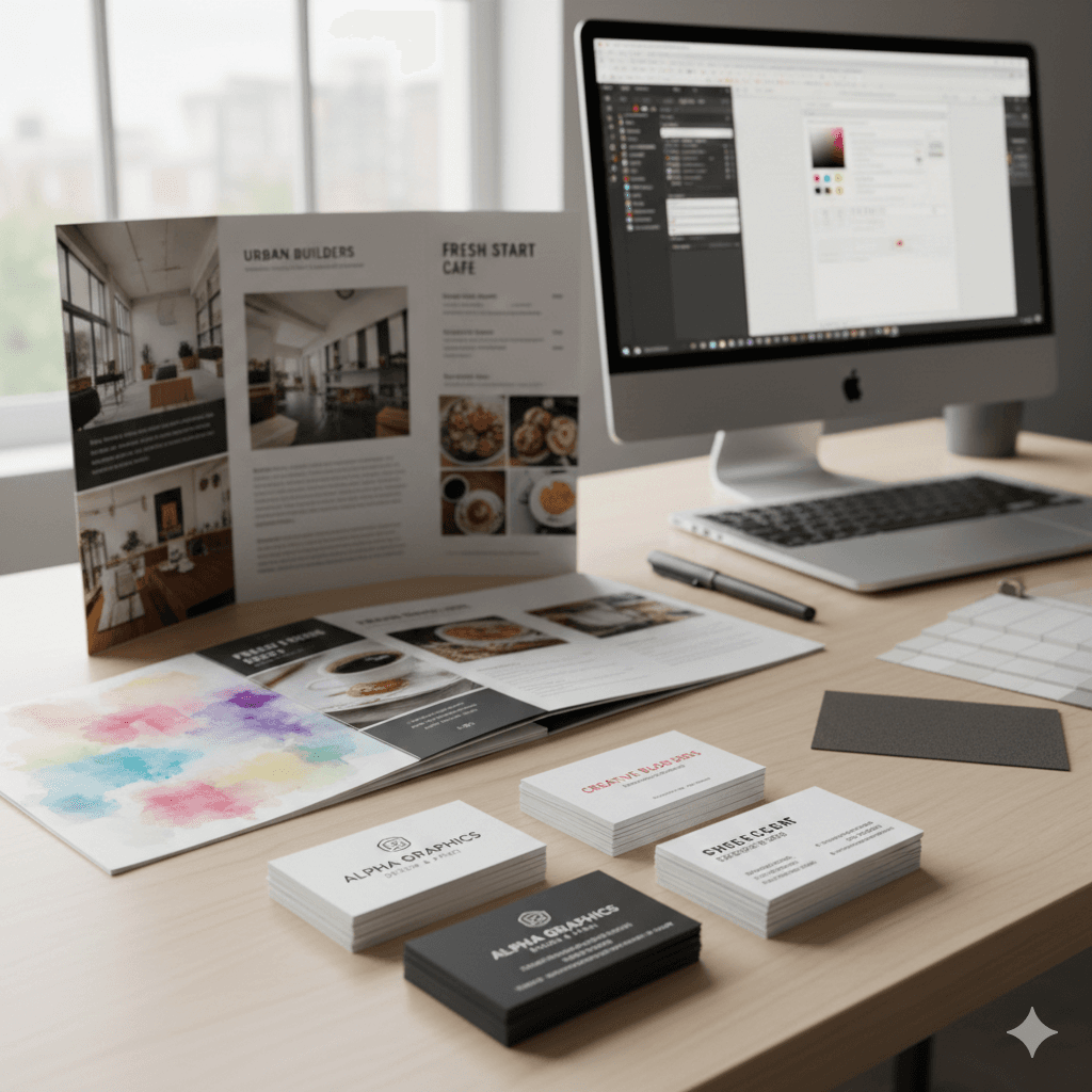 Business cards and brochures.